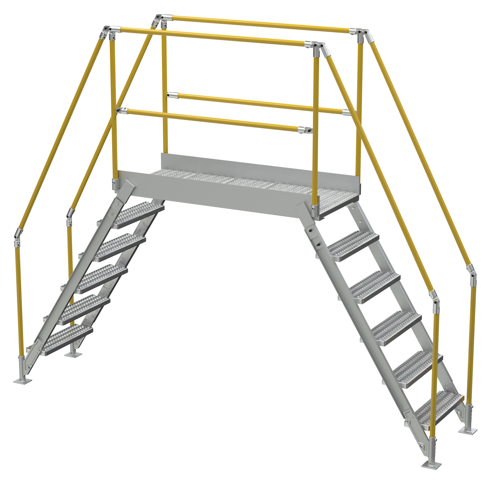 Vestil Aluminum Crossover Ladder - 6 Steps, 44in. Top Step, 60in. Clearance Height, 500-Lb. Capacity, Model# COL-AL-6-56-44